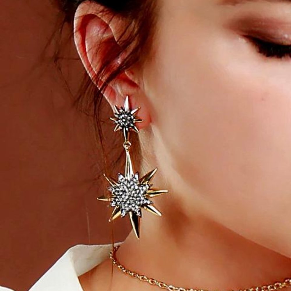 Starburst Rhinestone Earrings - Picture 3 of 3